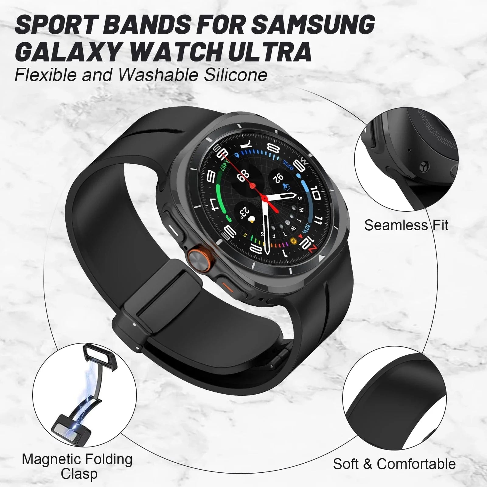 Magnetisches Silikon-Sportuhrband für Samsung Watch 7 Ultra