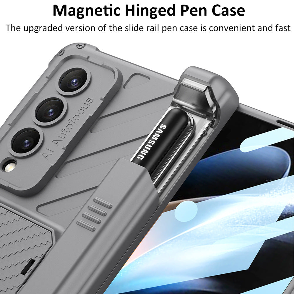 Magnetische, faltbare Handyhülle mit verstecktem S-Pen-Halter für Samsung Galaxy Z Fold 5