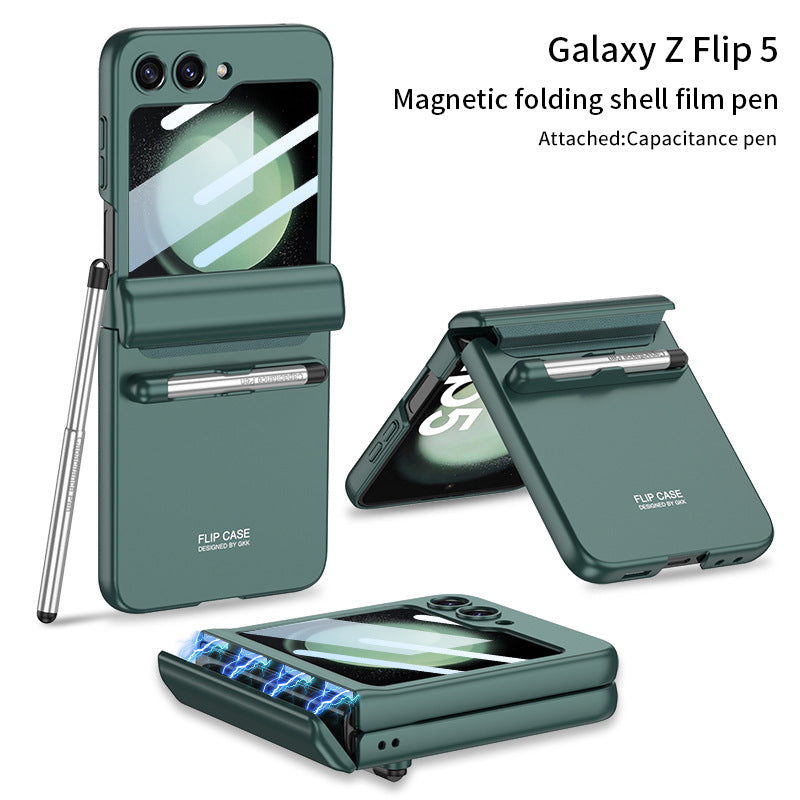 Magnetisches Scharnier, vollständiger Schutz, stilvolle Flip-Telefonhülle mit Stiftschlitz für Samsung Galaxy Z Flip5