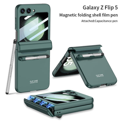 Magnetisches Scharnier, vollständiger Schutz, stilvolle Flip-Telefonhülle mit Stiftschlitz für Samsung Galaxy Z Flip5