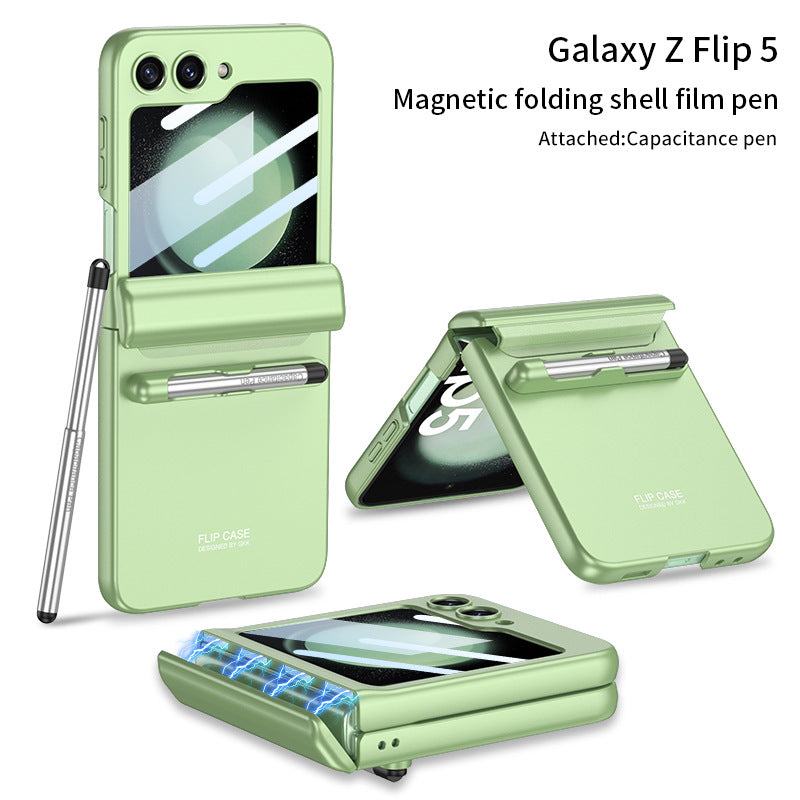 Magnetisches Scharnier, vollständiger Schutz, stilvolle Flip-Telefonhülle mit Stiftschlitz für Samsung Galaxy Z Flip5