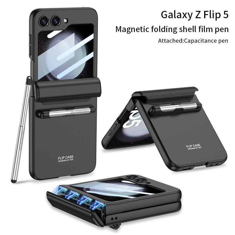 Magnetisches Scharnier, vollständiger Schutz, stilvolle Flip-Telefonhülle mit Stiftschlitz für Samsung Galaxy Z Flip5