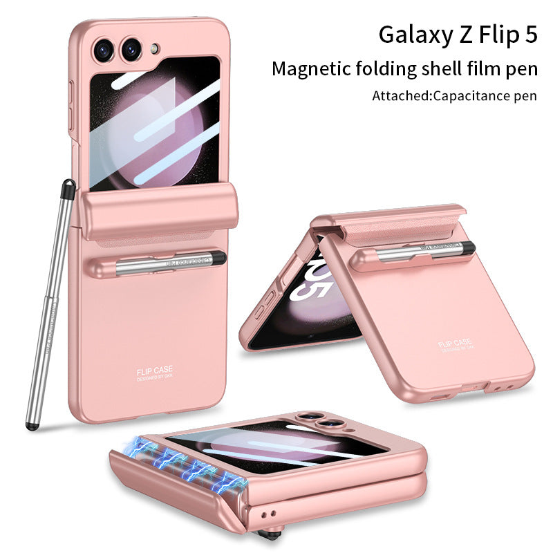 Magnetisches Scharnier, vollständiger Schutz, stilvolle Flip-Telefonhülle mit Stiftschlitz für Samsung Galaxy Z Flip5