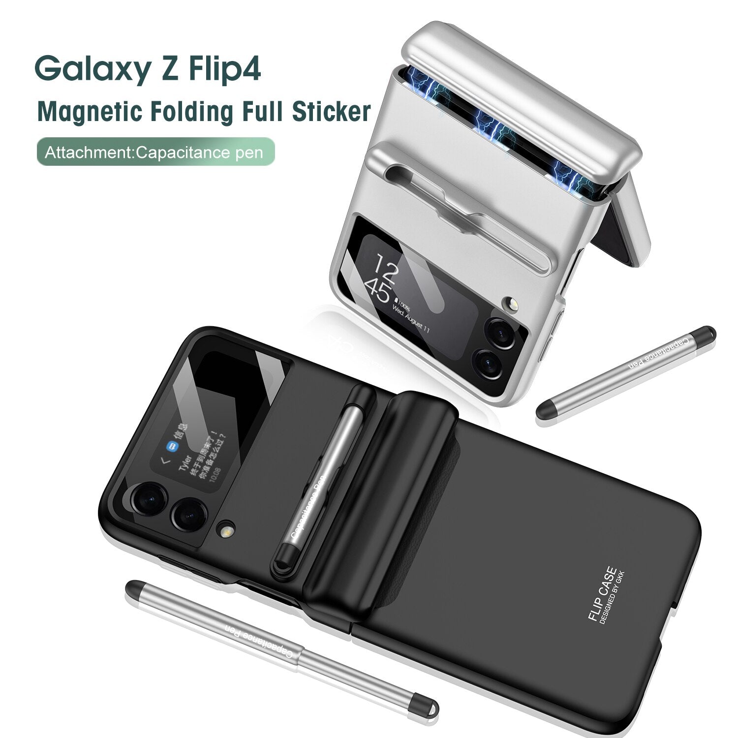 Magnetische Scharnier-Telefonhülle mit Stift für Samsung Galaxy Z Flip 5 4