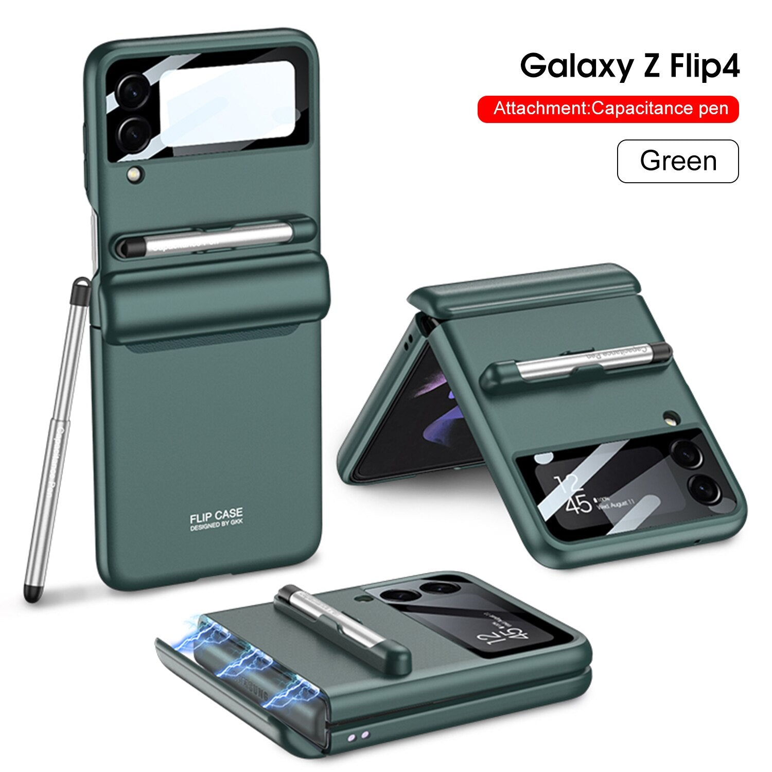 Magnetische Scharnier-Telefonhülle mit Stift für Samsung Galaxy Z Flip 5 4