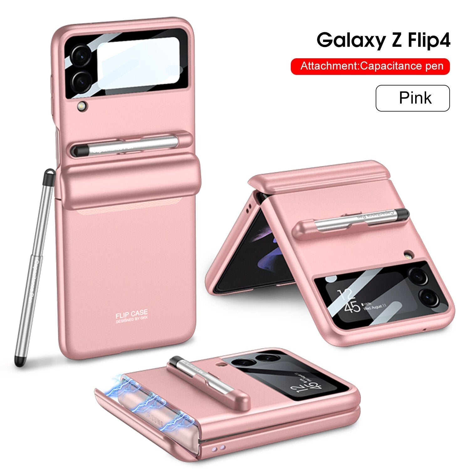 Magnetische Scharnier-Telefonhülle mit Stift für Samsung Galaxy Z Flip 5 4