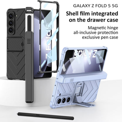 Magnetischer Kickstand Klappbare Rüstung Telefonhülle mit Stiftschlitzhalter für Samsung Galaxy Z Fold 5