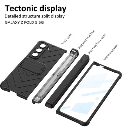 Magnetischer Kickstand Klappbare Rüstung Telefonhülle mit Stiftschlitzhalter für Samsung Galaxy Z Fold 5