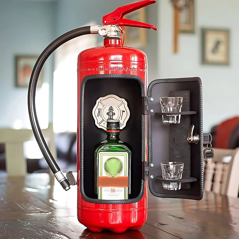 Handgefertigter Feuerlöscher Mini Bar | Einzigartiges Industriedesign &amp; Perfekt für Hausbars oder ausgefallene Geschenke