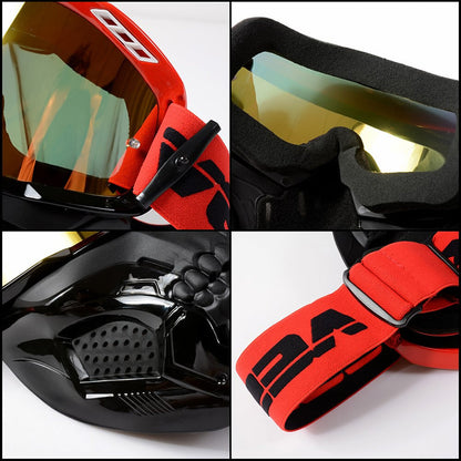 Motorradbrille mit Abnehmbarer Gesichtsmaske