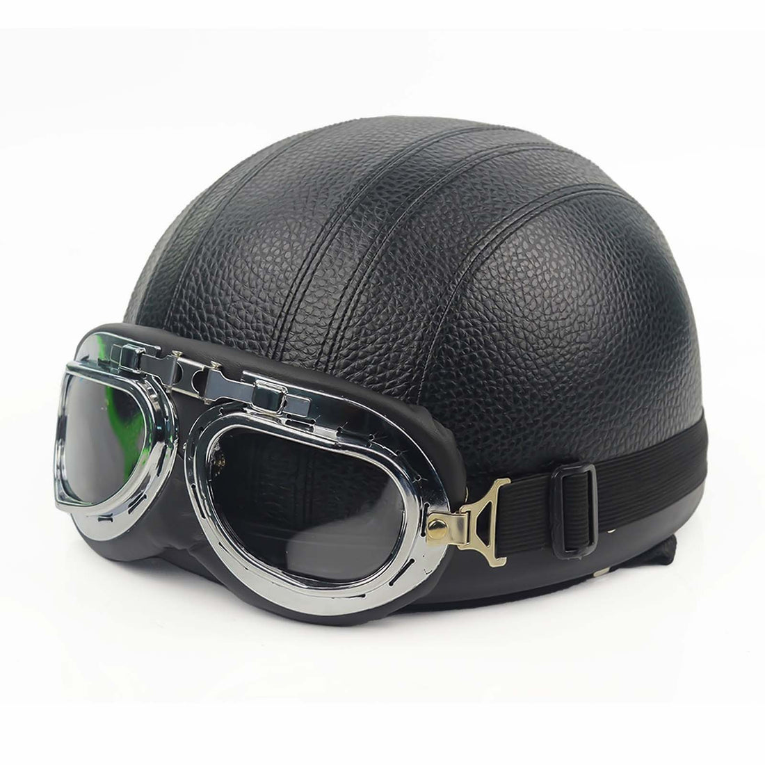 Unisex-Motorradhelm im Vintage-Stil mit Schutzbrille