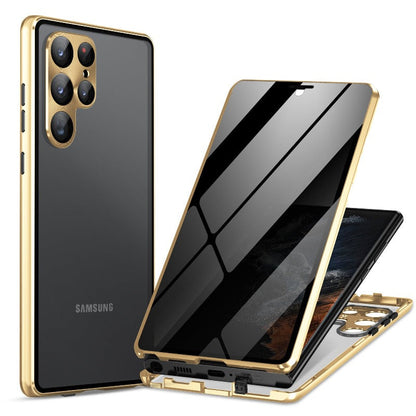 Mit doppelseitigem Metallrahmen, magnetischer Glas-Telefonhülle für Samsung Galaxy S24 S23