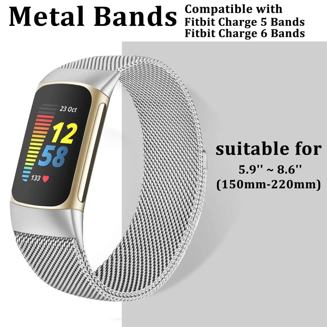 Diva Premium Steel Mesh Band für Fitbit Charge 5 &amp; Charge 6