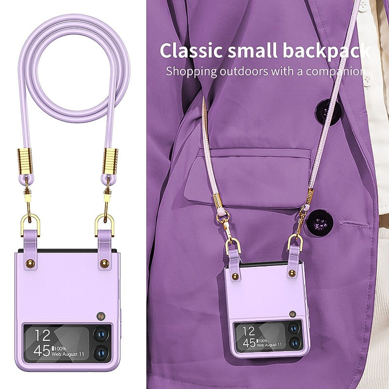 Mini Crossbody Matte Hard PC Handyhülle mit Kordelzug für Samsung Galaxy Z Flip 5