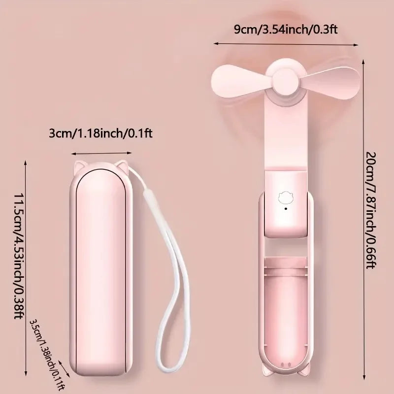 Tragbarer Wiederaufladbarer Ventilator | 3 Geschwindigkeiten, Faltbar und Powerbank