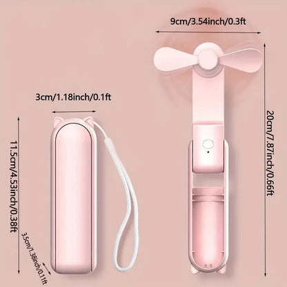 Tragbarer Wiederaufladbarer Ventilator | 3 Geschwindigkeiten, Faltbar und Powerbank
