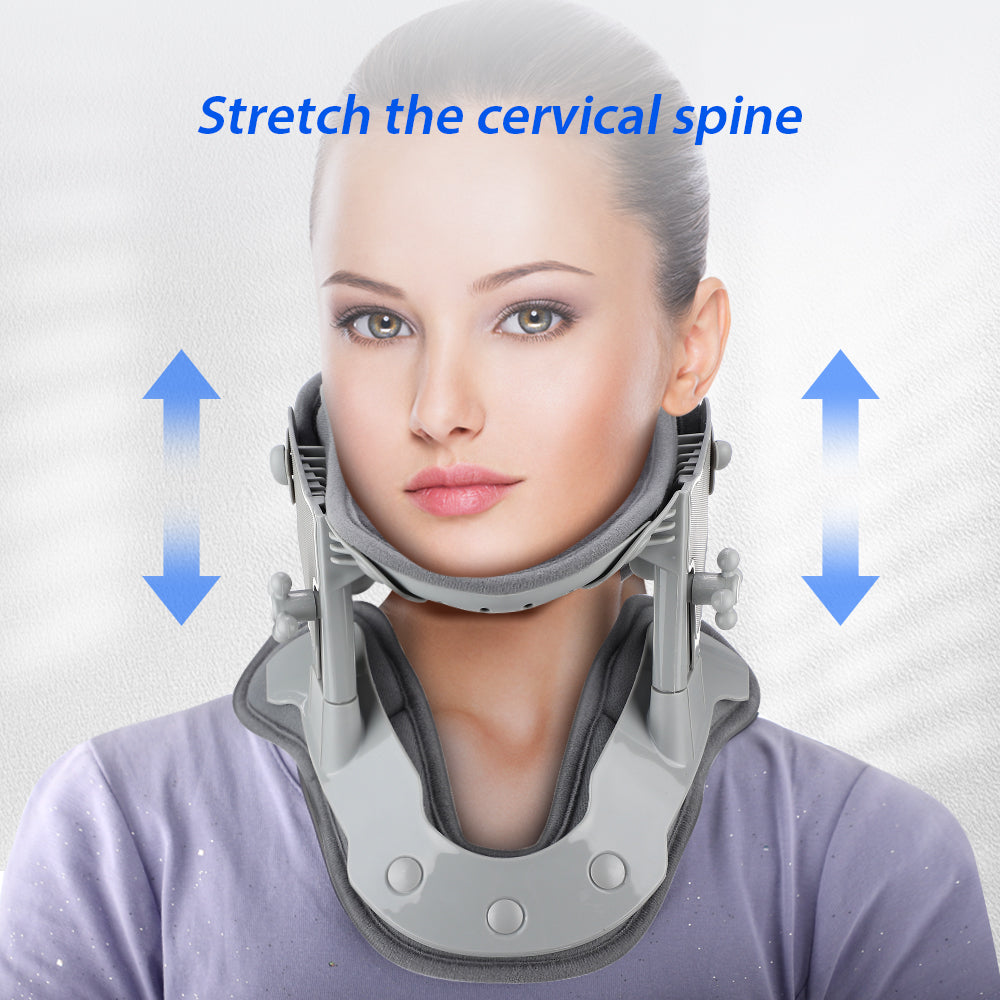 Warming neck brace with traction for pain relief