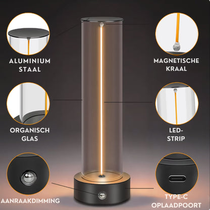 LumièreTube Tischlampe – Minimalistisches Design mit 3 Dimmstufen