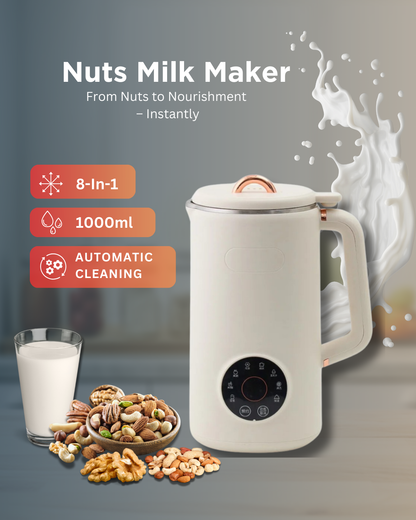 Nussmilchmaschine für Mandel-, Cashew- und Hafermilch - Einfach zu bedienen, BPA-frei und kompakt für die Hausküche