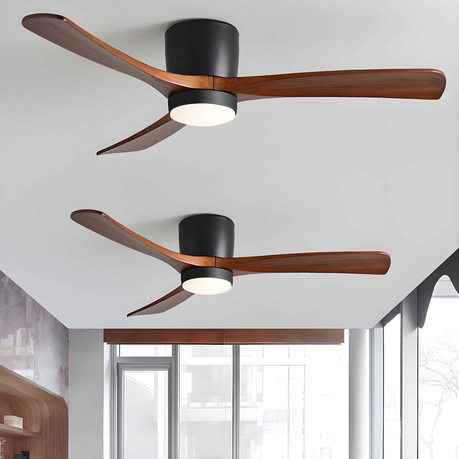 Nordic Holzbodenventilator mit Licht 42/48 Zoll mit LED für Wohnzimmer &amp; Schlafzimmer Beleuchtung