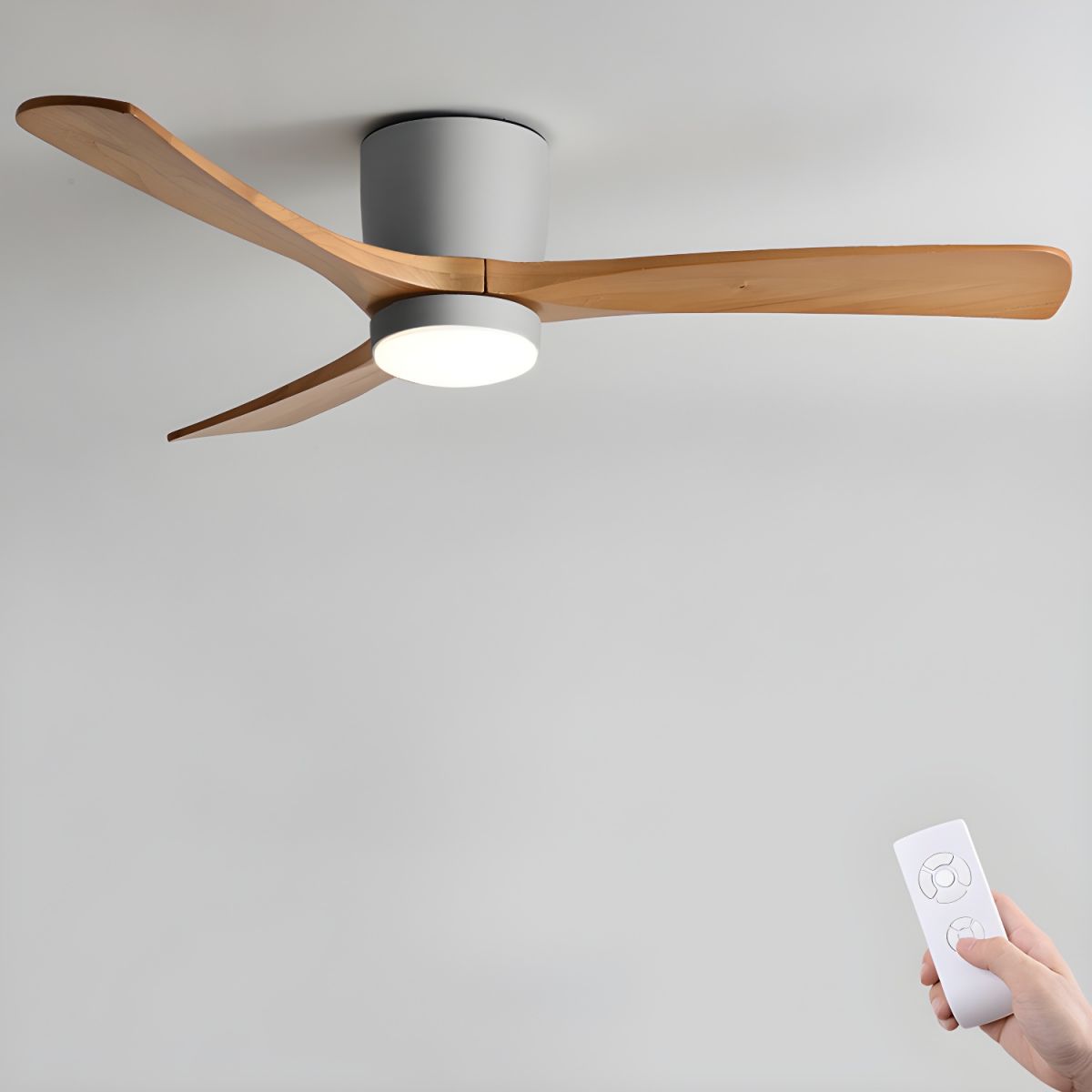 Nordic Holzbodenventilator mit Licht 42/48 Zoll mit LED für Wohnzimmer &amp; Schlafzimmer Beleuchtung