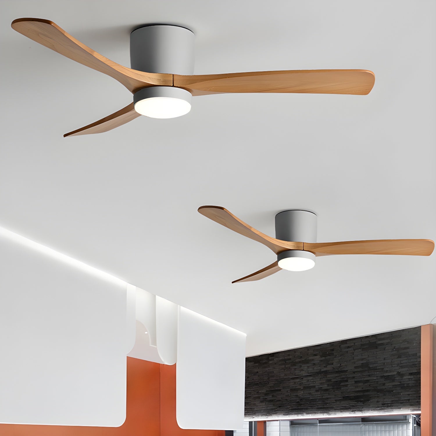 Nordic Holzbodenventilator mit Licht 42/48 Zoll mit LED für Wohnzimmer &amp; Schlafzimmer Beleuchtung