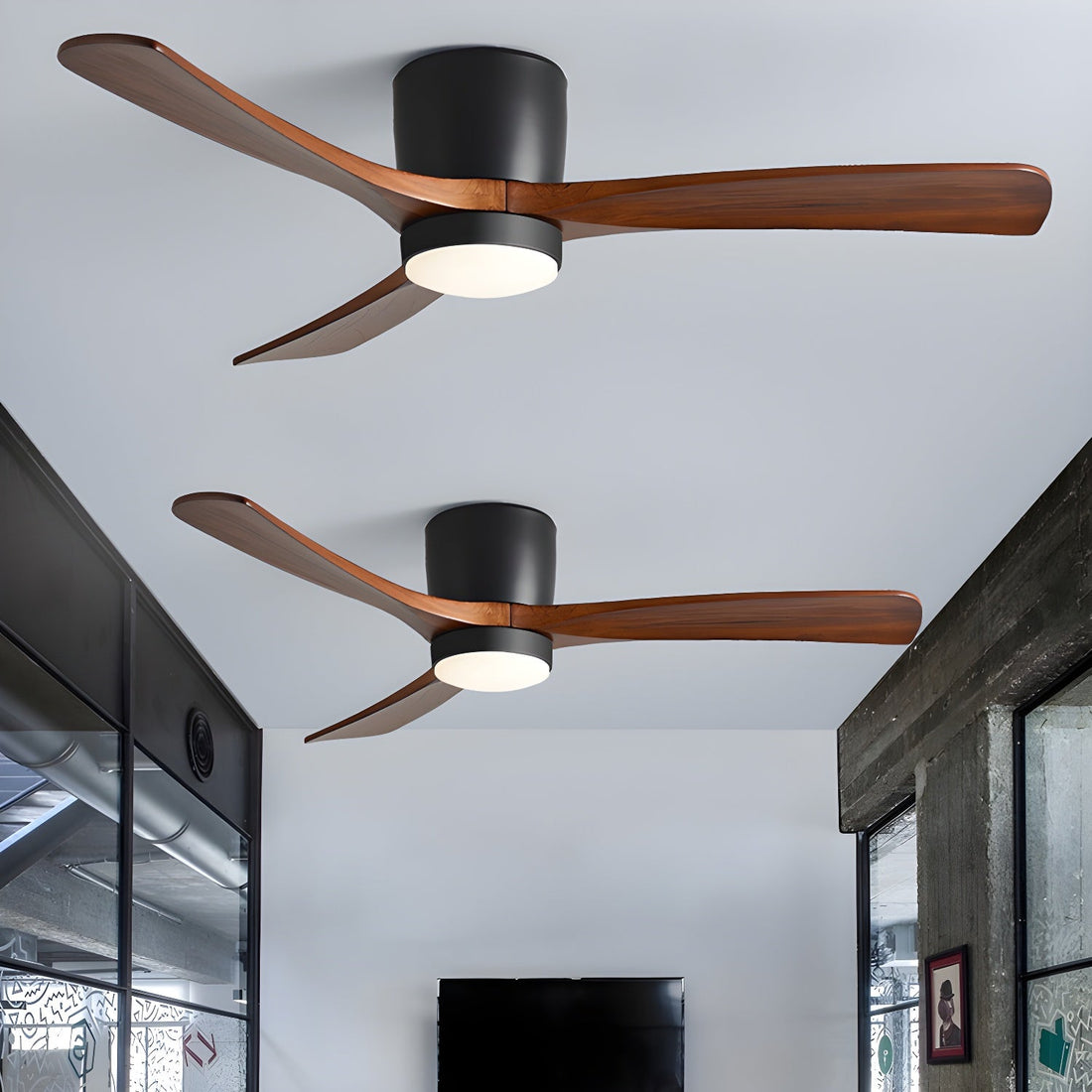 Nordic Holzbodenventilator mit Licht 42/48 Zoll mit LED für Wohnzimmer &amp; Schlafzimmer Beleuchtung