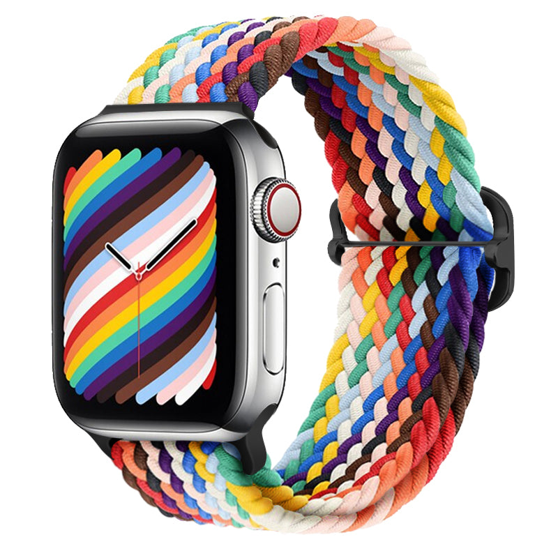 Luxus Nylon geflochtene Solo-Schlaufe für Apple Watch Armband 45mm 44mm 40mm Serie 9 8 7 6 5 4 SE2 Ultra | Verstellbares elastisches Armband iWatch 3 42mm