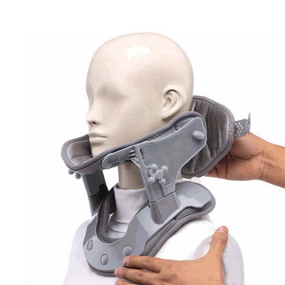 Warming neck brace with traction for pain relief