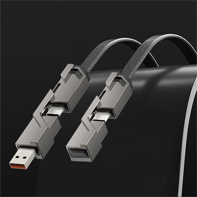 Multi-Ladekabel-Kombi-Lightning/Typ C/USB-A-Anschlüsse – 60 W [Schnelles Laden und Datensynchronisierung]