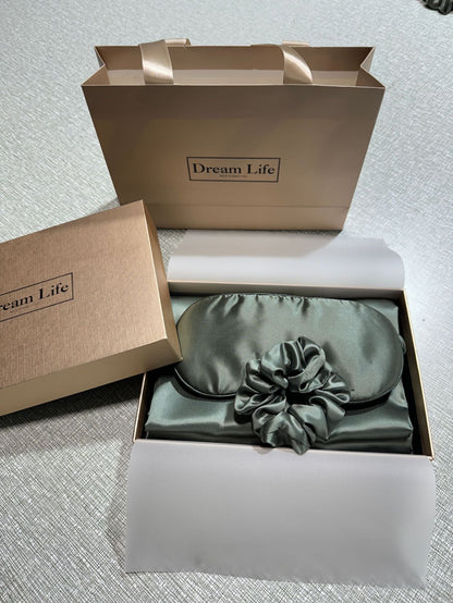 Elegantes 3-Teiliges Set aus Kissenbezug, Augenmaske und Haargummi