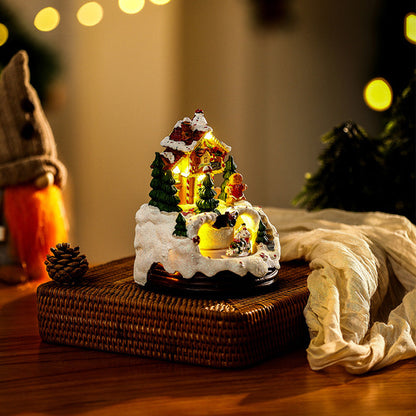 LED-Weihnachtsdorfhaus mit Spieluhr und motorisiertem Zug