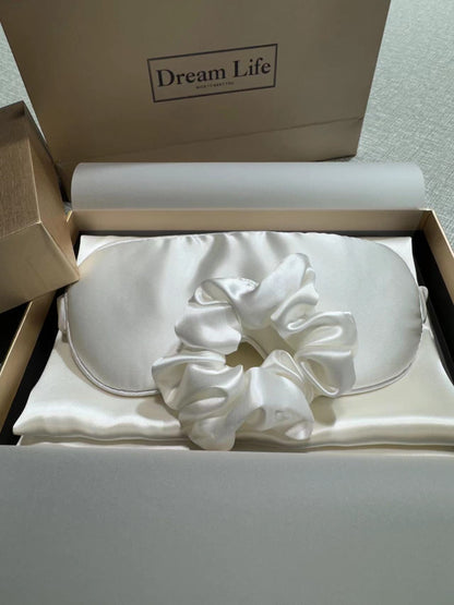 Elegantes 3-Teiliges Set aus Kissenbezug, Augenmaske und Haargummi