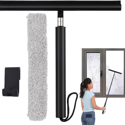 Rakel mit langem Stiel und Schrubber für Glas und Fenster