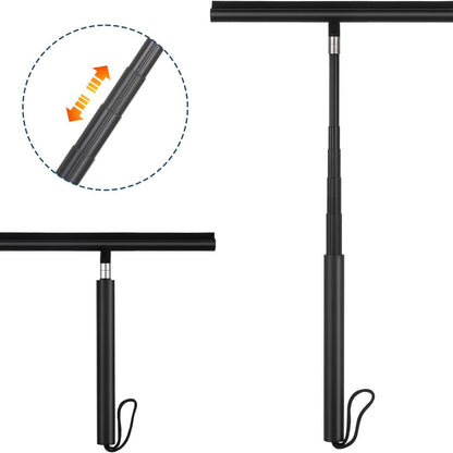 Rakel mit langem Stiel und Schrubber für Glas und Fenster