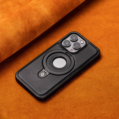 Vollschutz stoßfestes Leder magnetische Stand iPhone Hülle