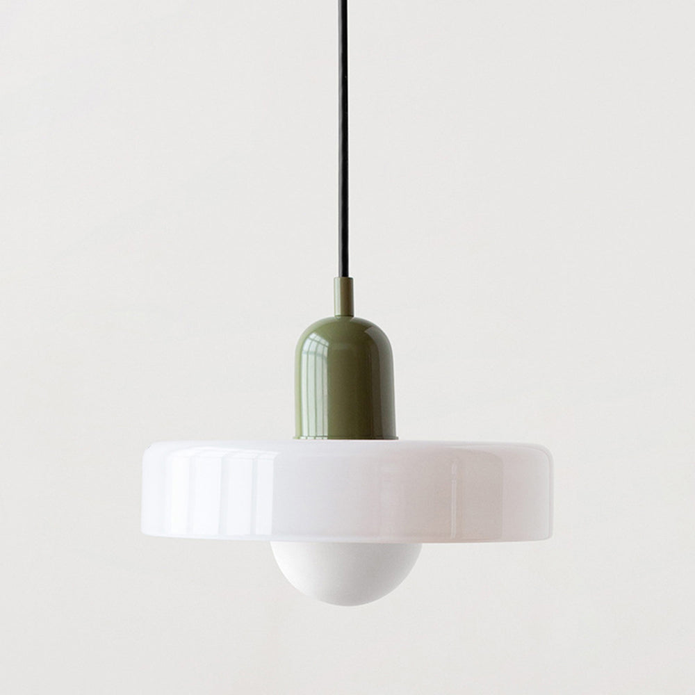 Bauhaus Pendelleuchte aus Farbglas