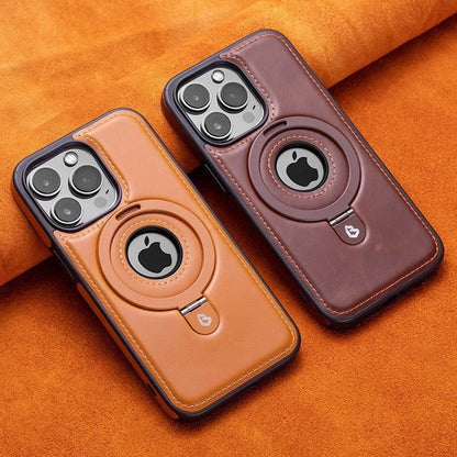 Vollschutz stoßfestes Leder magnetische Stand iPhone Hülle