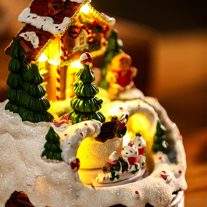 LED-Weihnachtsdorfhaus mit Spieluhr und motorisiertem Zug