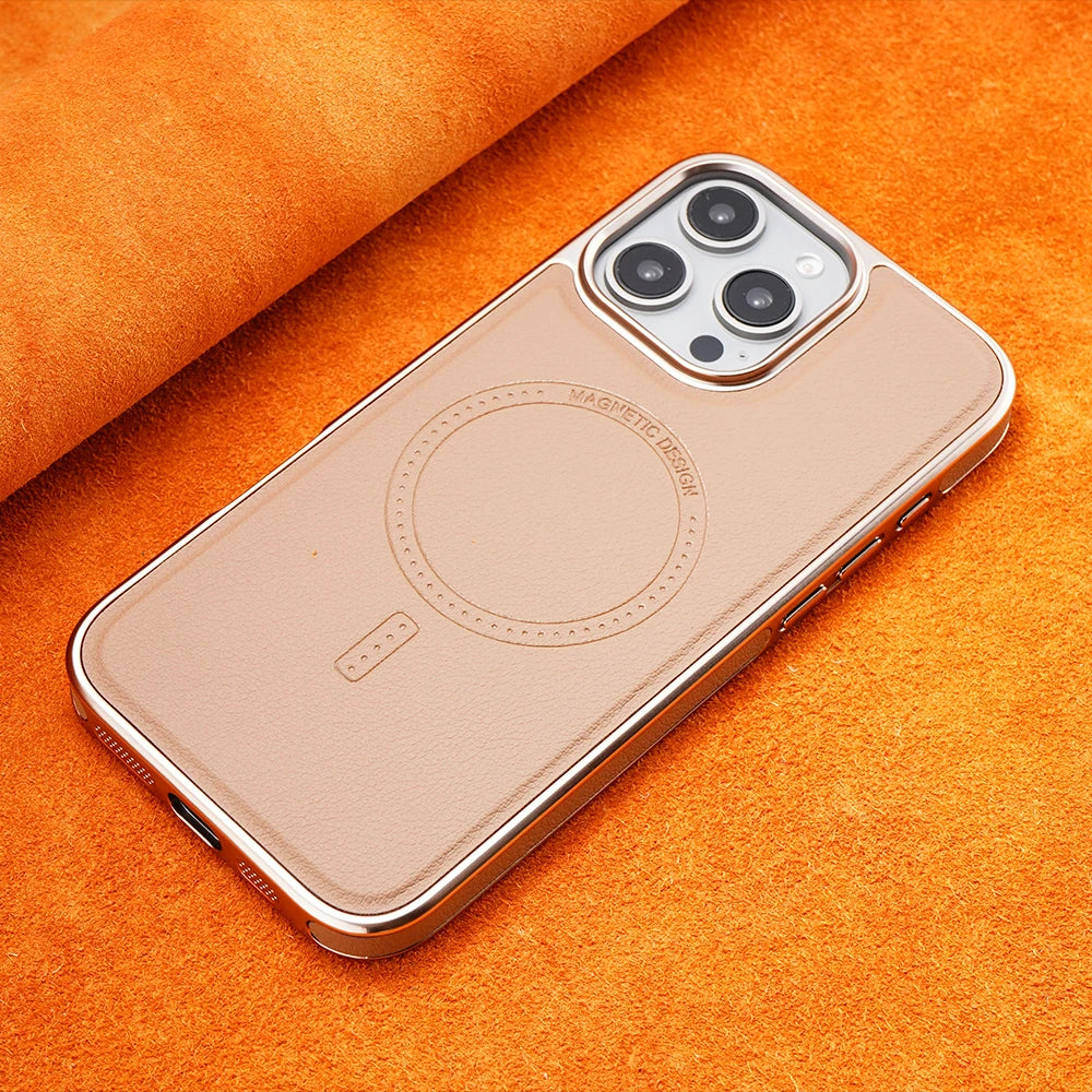 Luxuriöse MagSafe magnetische Lederhandyhülle - Premium weiches Leder mit verbesserter Griffigkeit