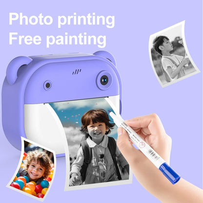 1080P Kinder Digitalkamera mit Thermodruck, 2,4-Zoll IPS-Bildschirm, Selfie &amp; Video, Autofokus, inklusive 2 Druckpapierrollen