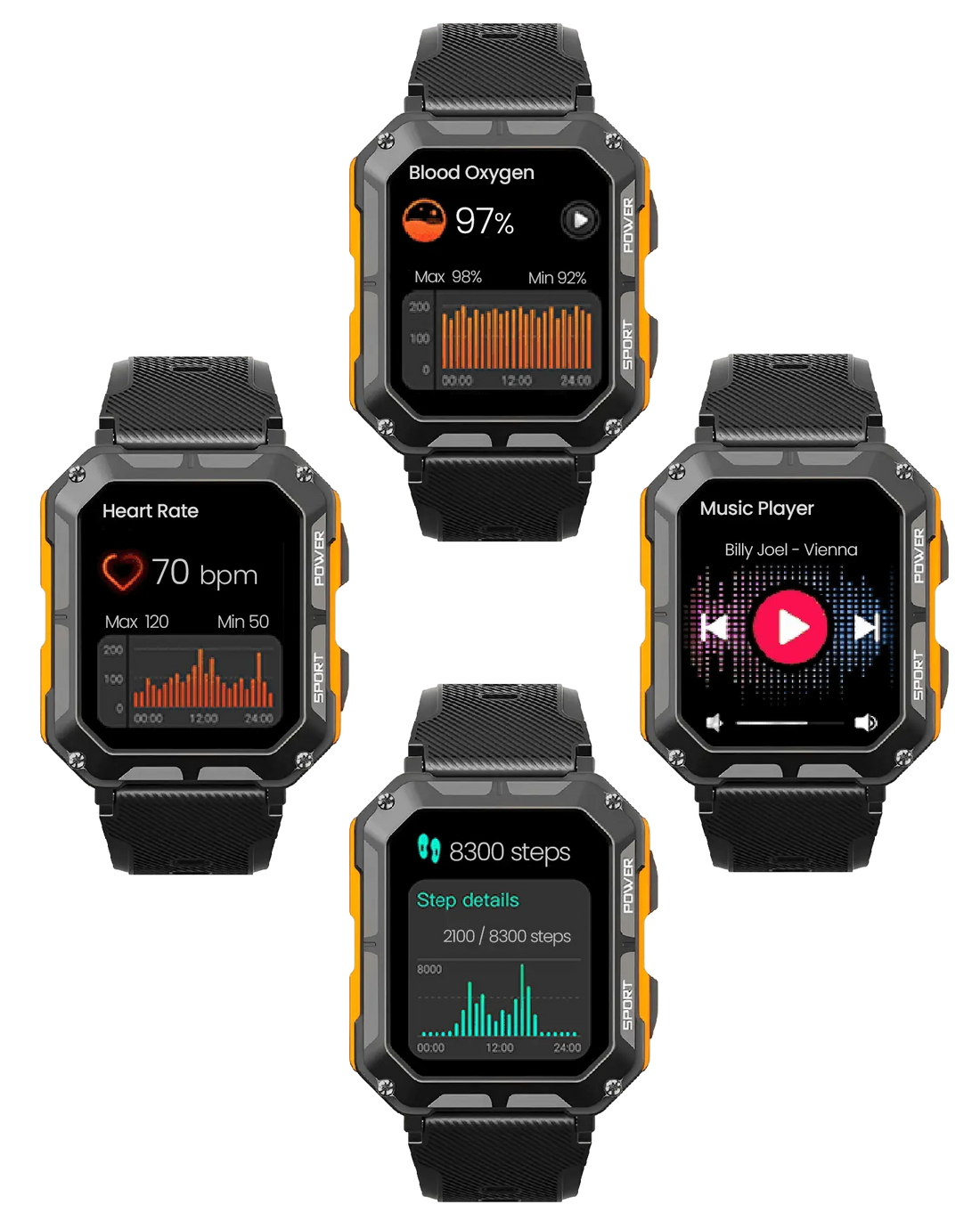 Robuste Smartwatch für Herren mit Fitness-Tracker