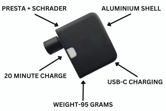 Ultra-kompakte Mini-Elektropumpen für Fahrräder mit Type-C wiederaufladbarem Akku – Passt auf Schrader- und Presta-Ventile