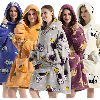 Patrina | Kapuzen-Decke aus Fleece mit Wendedesign