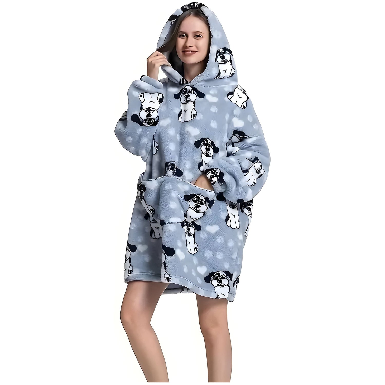 Patrina | Kapuzen-Decke aus Fleece mit Wendedesign