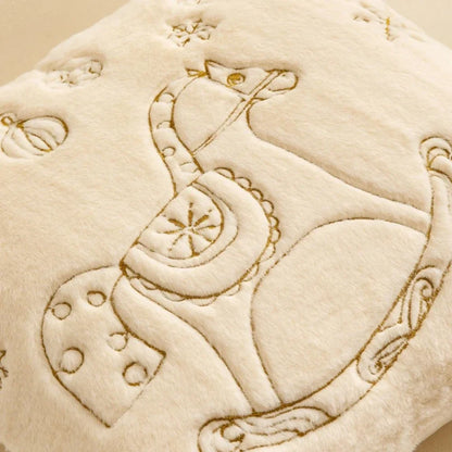 Plüsch Weihnachtskissenbezug | Bestickte Kissenhülle