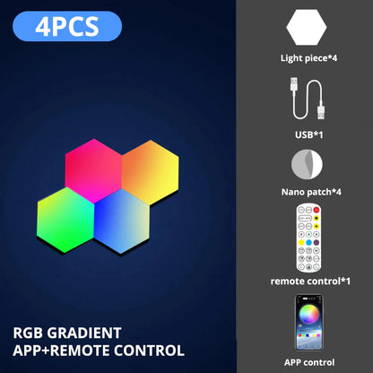 Zelara™ Sechseckige Leuchten mit Fernbedienung, Sechseckige LED-Wandpaneele mit USB-Stromversorgung