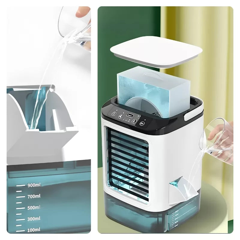 Luftbefeuchter Tragbarer Ventilator | Leiser Kühlen und Nachtlicht