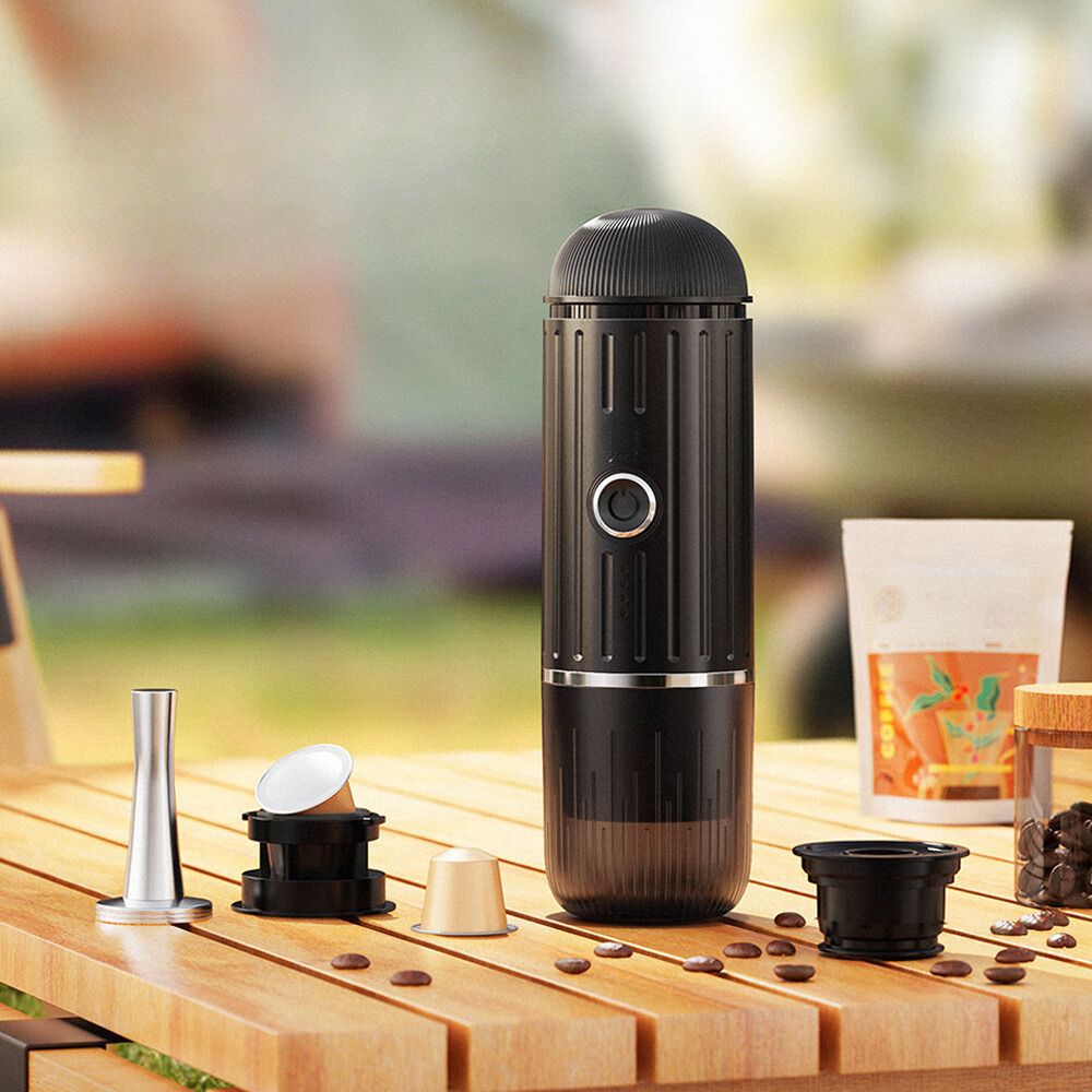 Selbstheizender tragbarer elektrischer Espresso-Maker mit USB-C-Ladegerät – Kompatibel mit gemahlenem Kaffee &amp; Nespresso-Kapseln