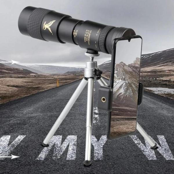 Monokular Fernrohr 10–300x40, wasserdicht, Nachtsicht, stoßfest, mit Smartphone-Adapter
